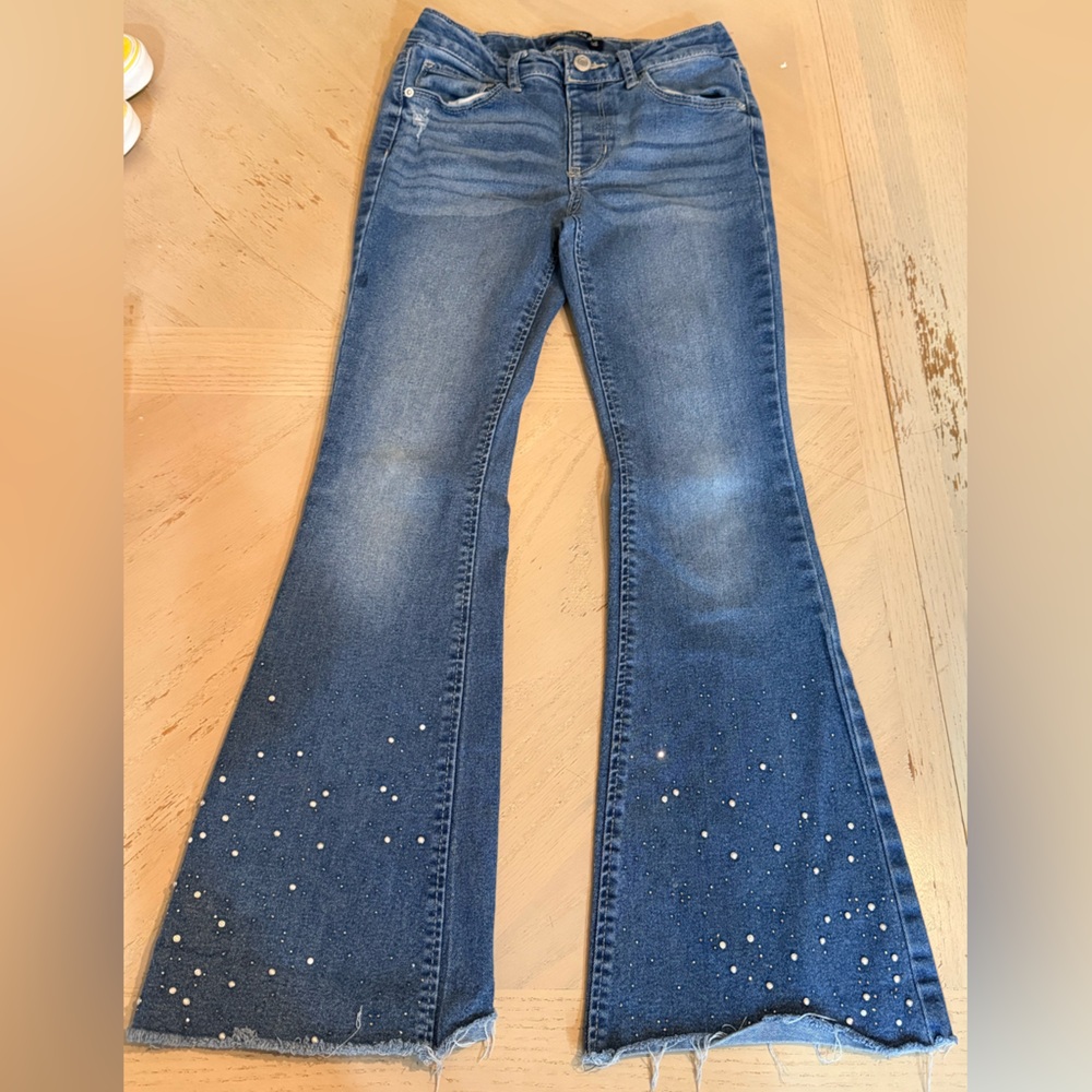 Vanilla Star Girls Straight Leg Blue Jeans with Embellishments